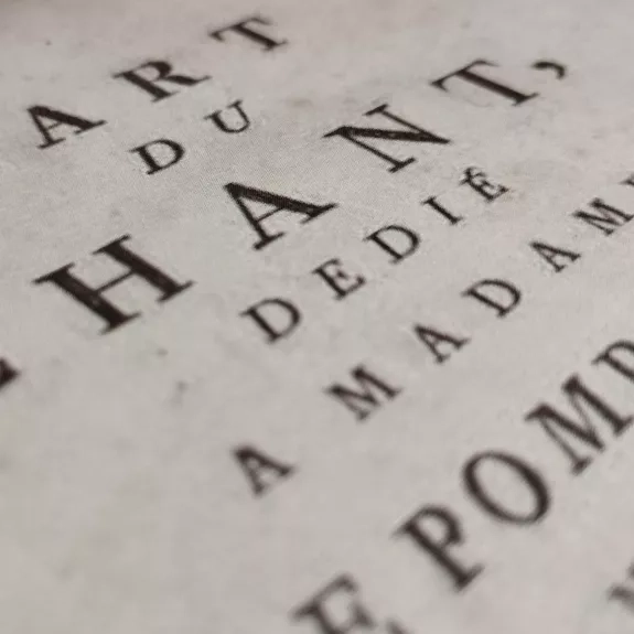 Frontispice L'art du chant dédié à Madame de Pompadour