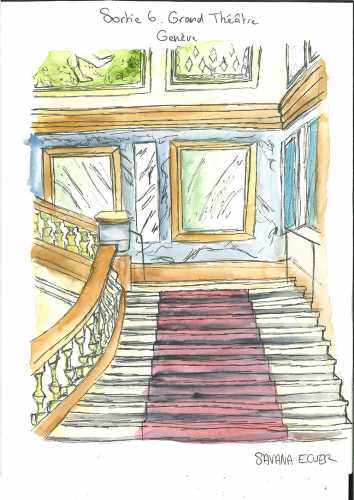 Croquis du Grand Théâtre de Genève réalisé par les étudiants de 2e année de la filière Architecture