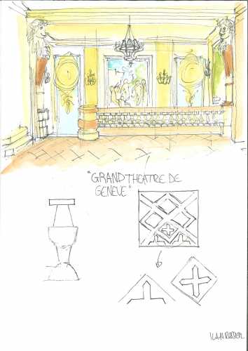 Croquis du Grand Théâtre de Genève réalisé par les étudiants de 2e année de la filière Architecture