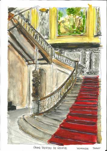 Croquis du Grand Théâtre de Genève réalisé par les étudiants de 2e année de la filière Architecture